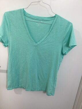J. Crew 100% Cotton Short Sleeve V-Neck Tee in Mint